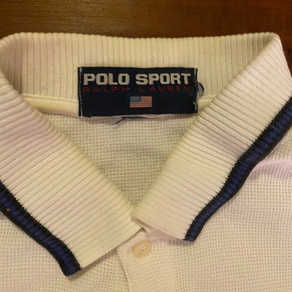 Vintage 90s Polo Sport White Collared Polo Rugby Ringer Tee Shirt - Mens sz 3XL - Picture 4 of 10